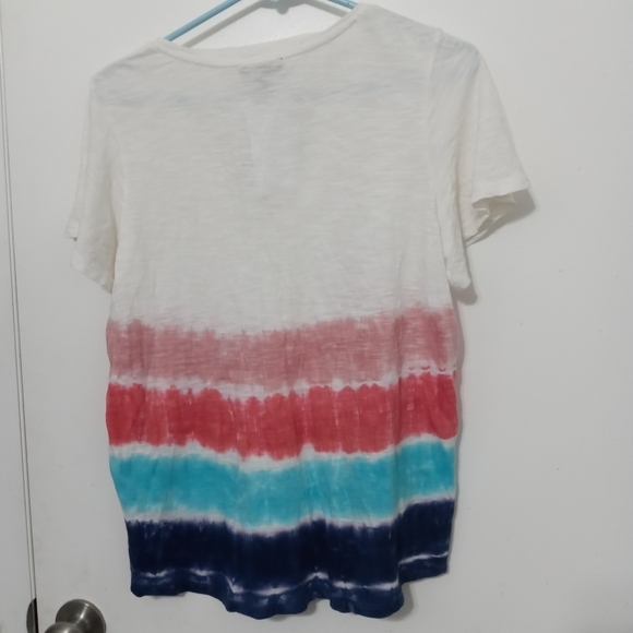 Jessica Simpson MultiColor Tie Dye Carly Short Sleeve V Neck Blowout T Shirt - Picture 7 of 9